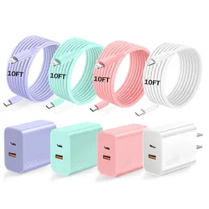 SANPRIO For iPhone 17 Charger,40W Dual Port A/C Charging Adapter Quick Double Wall Charger Block with 10FT MFi Lightning Cable for iPhone 14 13 12 11 ProMax XS XR White