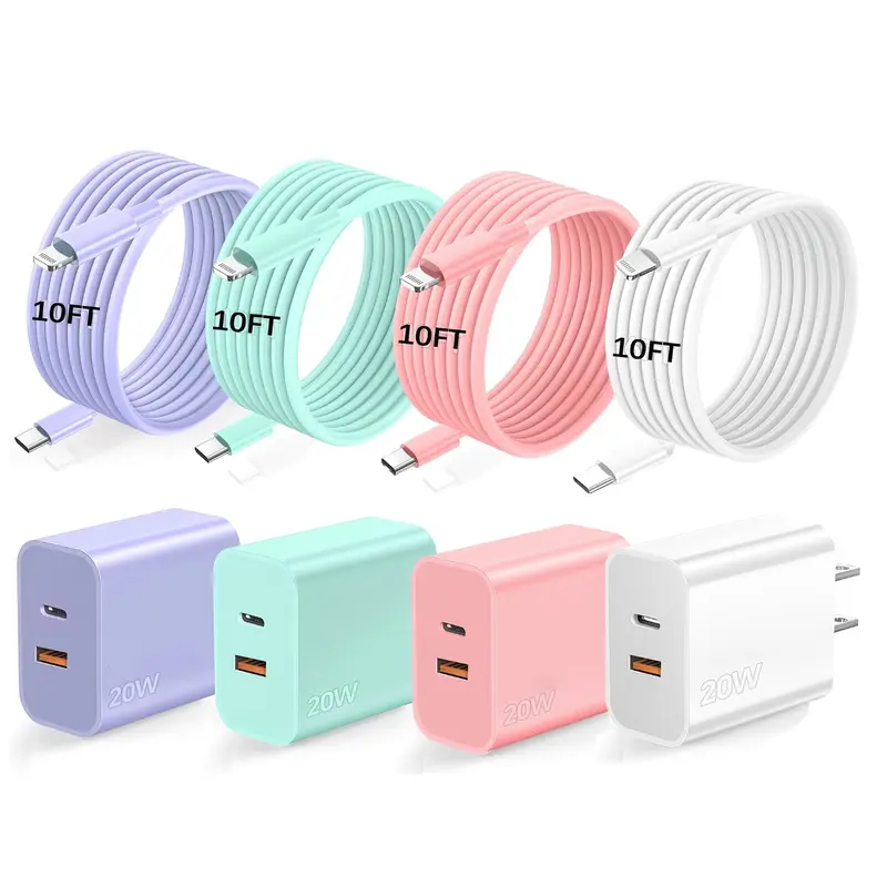 SANPRIO For iPhone 17 Charger,40W Dual Port A/C Charging Adapter Quick Double Wall Charger Block with 10FT MFi Lightning Cable for iPhone 14 13 12 11 ProMax XS XR White