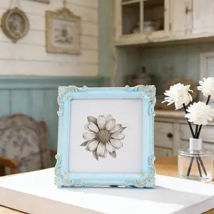 European Colorful 3D Pattern Photo Frame, Resin Square Picture Display, Multi-Color Options, Bedroom Bathroom Office Decor