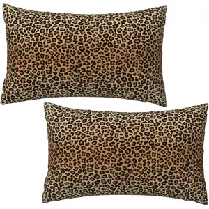 2 Sets Leopard Print Decorative Throw Pillow Covers, 12x20 Inch for Living Room Couch Bed Sofa, Cheetah Print Home Decor, Soft Cushion Case