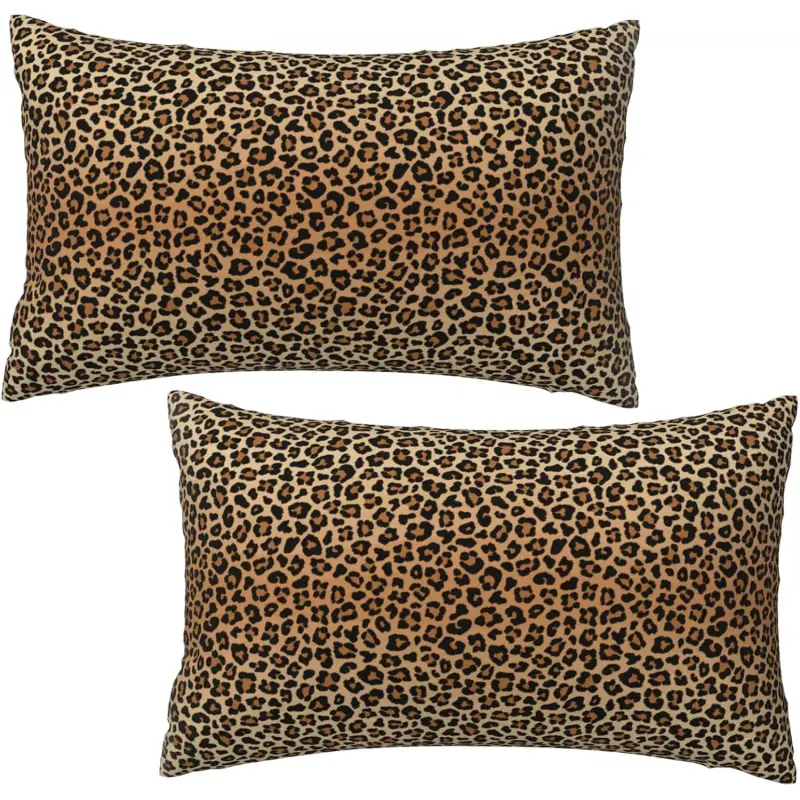2 Sets 12x20 Inch Soft Leopard Print Decorative Throw Pillow Covers, Cheetah Print Home Accessories for Living Room Couch, Home Decoration Cushion Cases