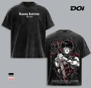 Maki Zenin Jujutsu Kaisen T-Shirt Vintage Washed Oversized Anime Tee, Dark Aesthetic Maki Manga Graphic Shirt, Heavy Cotton Unisex Streetwear JJK Merch, Fall Outfit Anime Gift