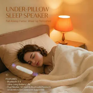 Under Pillow Speaker for Side Sleepers, Mini Pillow Speakers for Sleeping & Deep Sleep, Bone Conduction Sleep Speaker with Timer, White Noise Music Player for Insomnia Relief