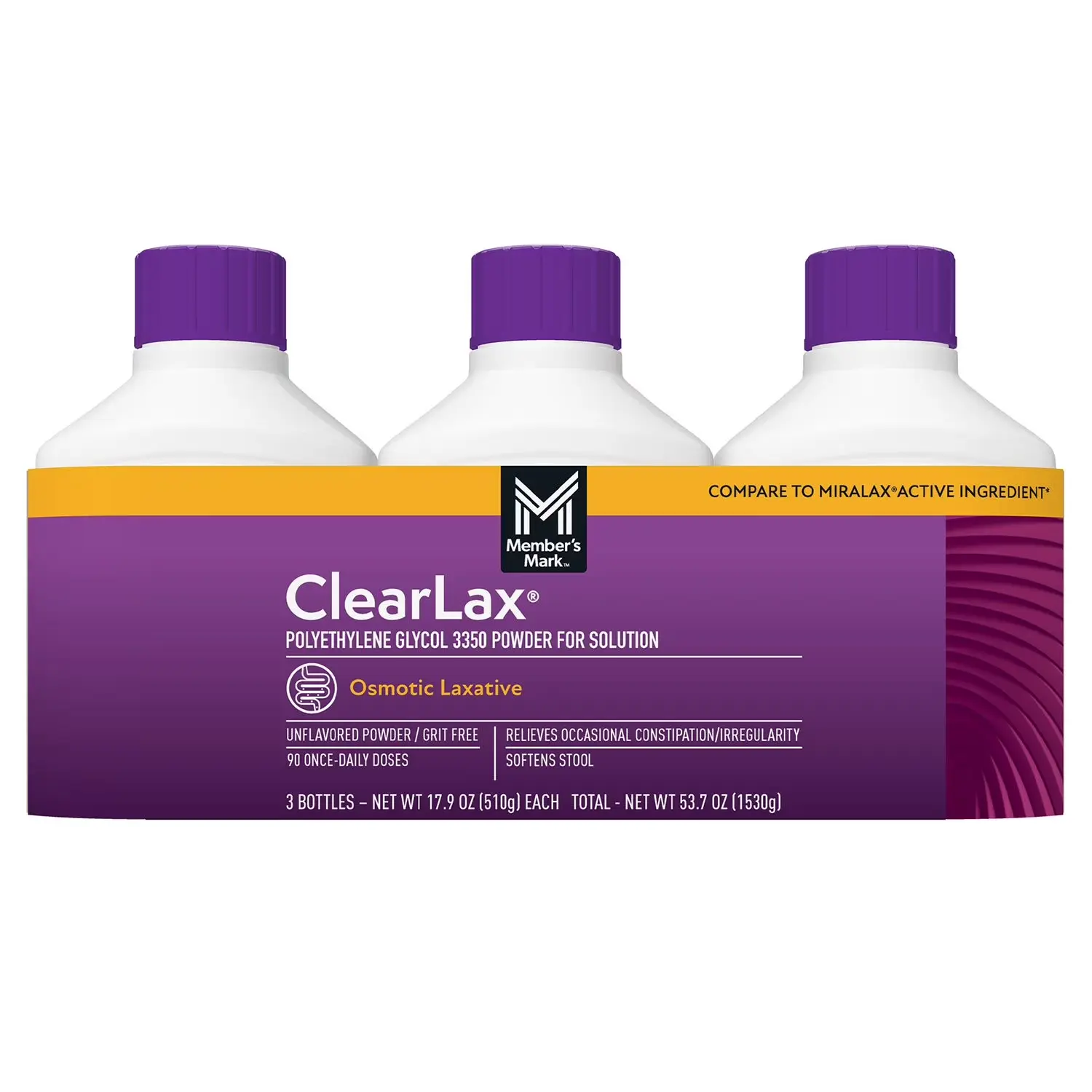 ClearLAX Polyethylene Glycol 3350 Powder Member's Mark 7.9 oz., 3 pk.