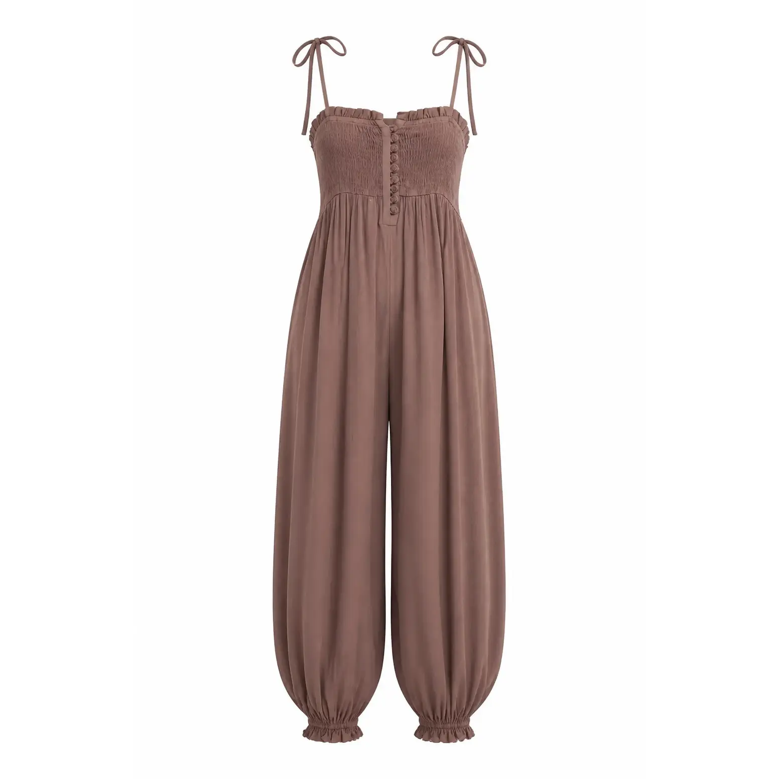 Mocha Smocked Jumpsuit