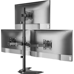 Triple  Stand, Free Standing Fully Adjustable Desk Mount for 3 Screen up to 17"-32" and 22lbs Capacity Each Arm, Heavy Duty Base, VESA 75x75mm/ 100x100mm