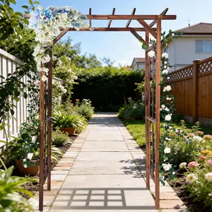 85in Wooden Garden Arch Trellis, Fir Wood for Climbing Plants, Wedding & Backyard Decoration, 85 In, Supports Plants
