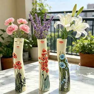 Elegant and graceful lady's face resin vase sculpture hand-painted home decoration item gift swan