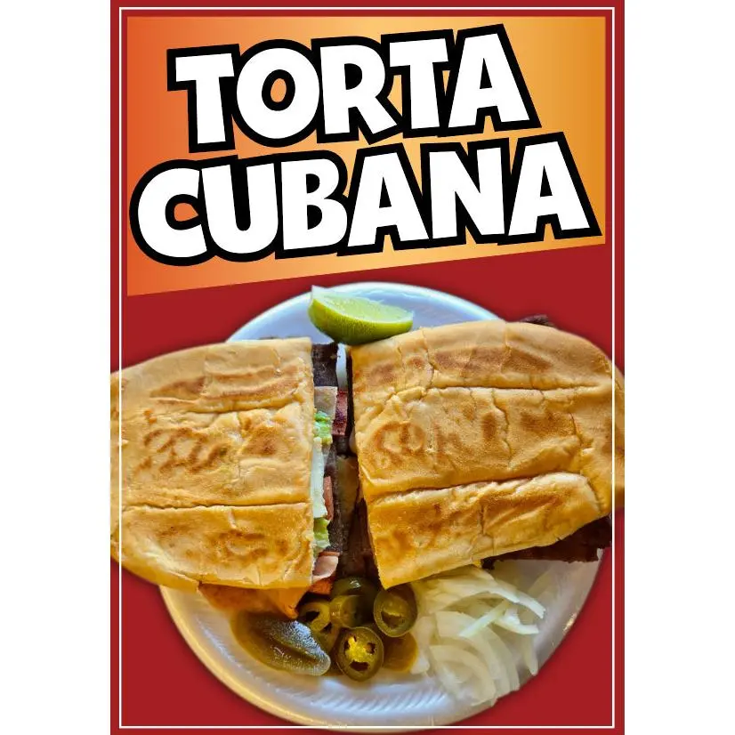 Torta Cubana Sticker Window Decal Truck Concession Vinyl Restaurant Wall poster Sticker Mexican Food Decal