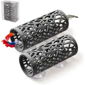 2 count Betta Fish Tunnel, for Small Fish Shrimp Aquarium Decor Hideout,Betta Hammock with Suction Cups for Resting and Sleeping,Fish & Shrimp Toys,Fish  Accessory Habitat Cave