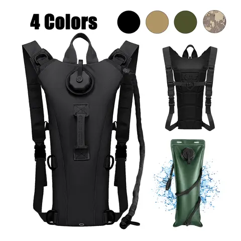 Adults' Versatile Tactical 3L Water Bladder Vest with 3L Bladder & Backpack Bag, Tactical Accessories for Running, Hiking, Biking Outdoor Sports