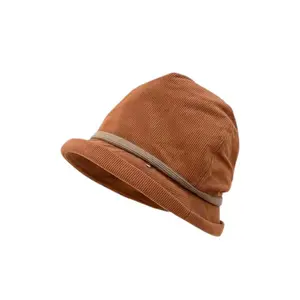 Corduroy Fisherman Hat for Women, Autumn and Winter Casual, Wrinkled Slouchy Bucket Hat, Makes Face Look Smaller