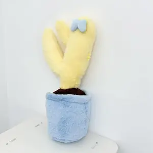 Pretty Yellow Cactus Plush Toys Stuffed Sweet Bow Tie Plant Cactus Doll Hanging Toys Delicate Keychain Bags Decor Kids Gift