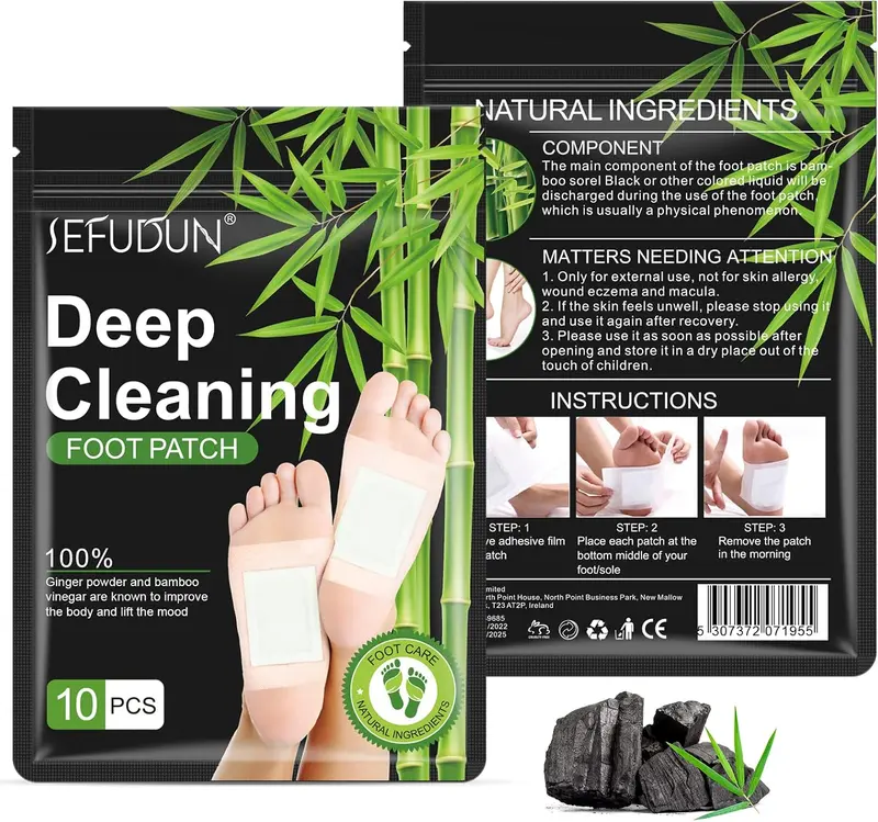 Foot Detox Patches - 10/40 Adhesive Patches | Full Body Cleansing and Toxin Removal | Boosts Energy, Relieves Fatigue and Stress | Rich in Natural Ingredients such as Bamboo and Herbal Extracts | Helps Improve Sleep Quality and Overall Health