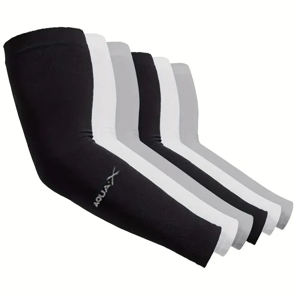 Unisex 45g 2-in-1 Sun Protection Sports Sleeves & Support (3 Pairs), Lightweight Breathable Polyester Protective Sleeves, 1 Size Fits Armsleeve for Cycling/Driving, Outdoor Activities, Drivers, Arm Sleeve Cover, Sun Protective
