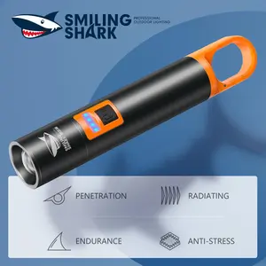 【SD-0401】Smiling Shark Telescopic focusing strong flashlight gather flood dual light flashlight four-gear adjustment electrified display outdoor camping light ABS