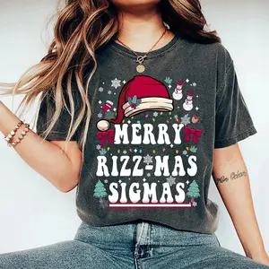 Merry Rizzmas Shirt, Funny Christmas Shirt, Retro Santa Tee, Rizzler Santa Claus Shirt, Rizz Em Shirt, Rizzler TShirt, Teenage Xmas Gift