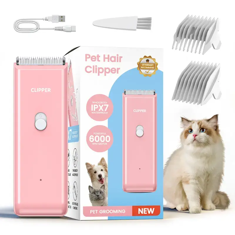 [Summe sale deal]Pet Clippers for Dog Hair Grooming Low Noise, Rechargeable Cordless Cat Shaver with Ceramic Blade,Portable Pet Hair Trimmer for Matted & Long Hair-Back to school