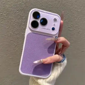 New Large Window Lychee Case for iPhone 17-14 Pro Max | Full Camera & Button Protection Shockproof Cover