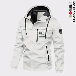 Men's Fashion Hooded Jacket, Lightweight Outdoor Casual Sports Jacket, Windproof Waterproof Fabric with Zipper Pockets, for Spring Fall Daily Casual, Hiking & Trekking