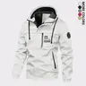 Men's Fitted Edgy Lightweight Hooded Soft Shell Coat - Windproof, Waterproof Outerwear, Zipper Pockets, Outdoor Hiking Workwear for Spring, Fall Daily Casual | Male Clothing Jackets