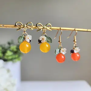Natural Jade Orange Earrings