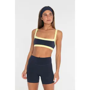 Straight Neck Bra  - Navy/Lemon