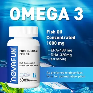 Novafun Menopro Omega 3 Fish Oil Concentrate Softgels 1000mg with 480mg EPA & 320mg DHA for Heart Brain Joint Eye Health 60 Count - Healthcare