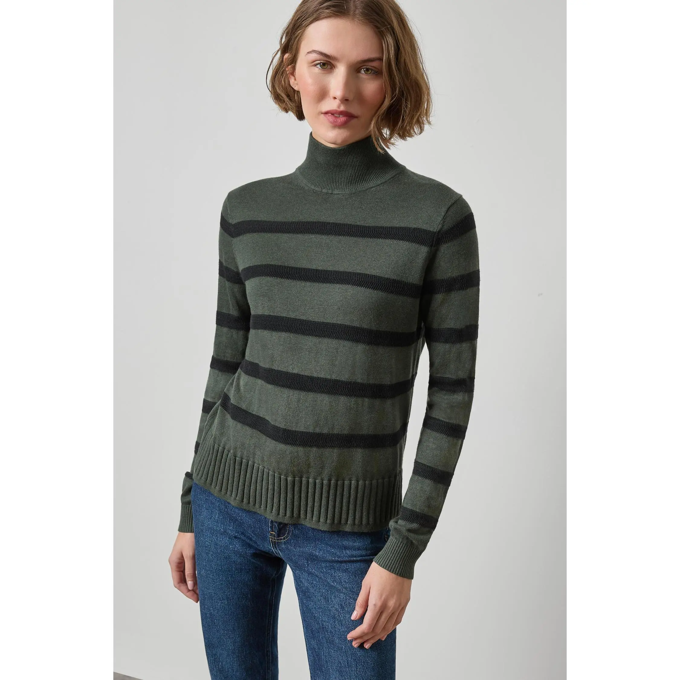 Textured Stripe Turtleneck Sweater