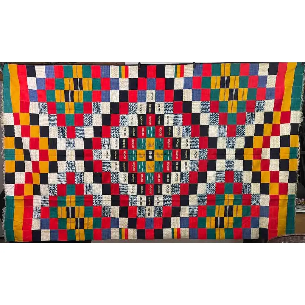 XL Fulani Peulh African Colorful Mudcloth Textile | 87 x 52"