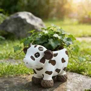 1pc Cute Cow Planter Pot, Animal Succulent Planter for Indoor & Outdoor Use, Mini Flower Pot for Cactus, Garden Desk Home Decor, Gift for Plant Lovers