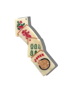 Multi - Hand Painted Mahjong Oversize Claw Clip - Solar Eclipse