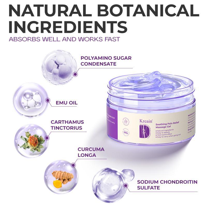 Kreain 2【Buy any Amount and Get 1 Free】purple gel turmeric effortlessbeauty extract sodium sulfate chondroitin Emu oil and other natural materials joint pain gel purple gel
