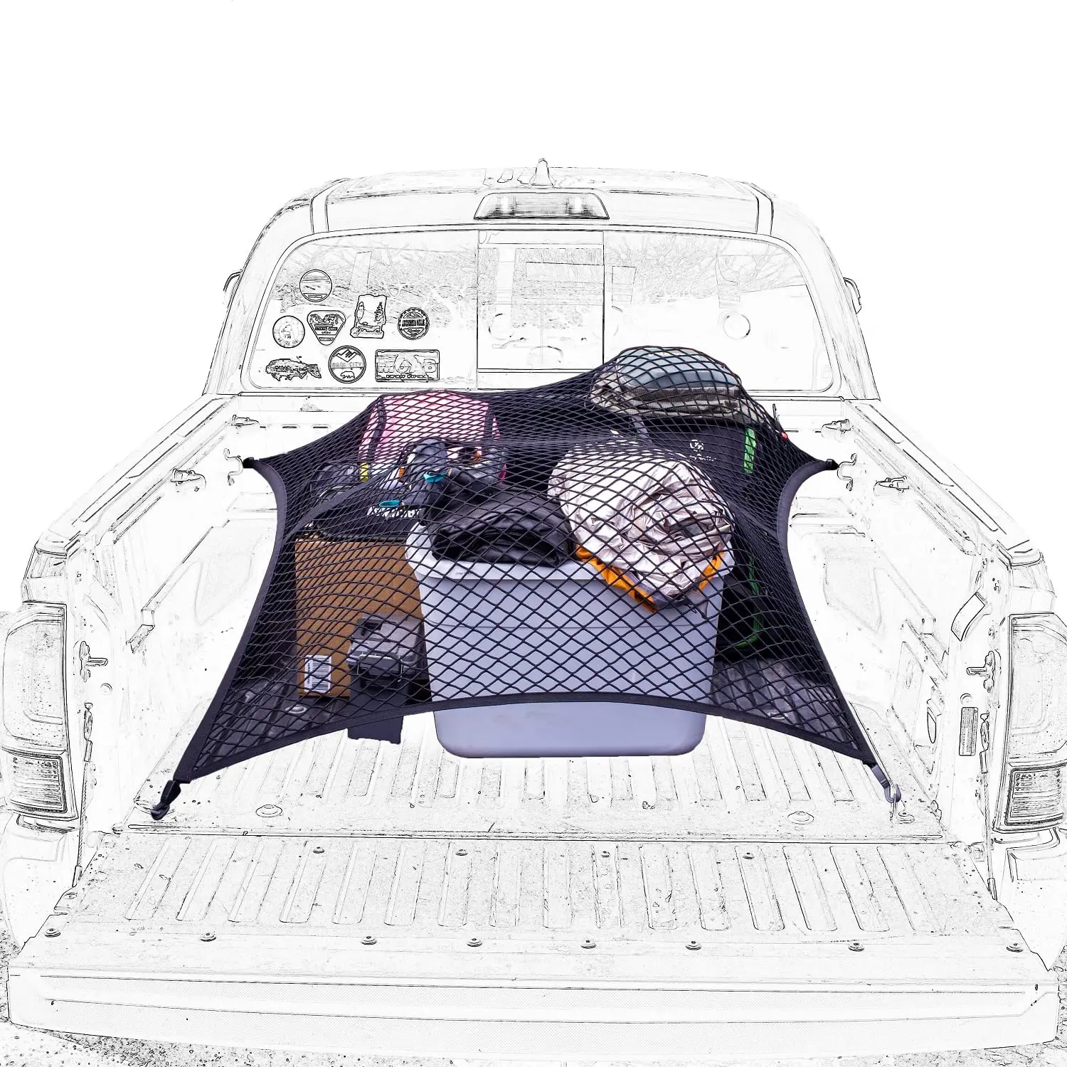 Universal High Elastic Cargo Net - Simple Truck Bed Cargo Mesh Organizer - Truck and Boat Use Furniture Camping Gear Compact Storage Stretchable