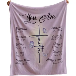 Christian Blanket Godly Gifts for Women - Jesus Prayer Blanket Faith Bible Baptism Scripture - Inspirational, Religious Gifts for Sister, Friend, Daughter, Mom, Soft Throw Purple Blankets