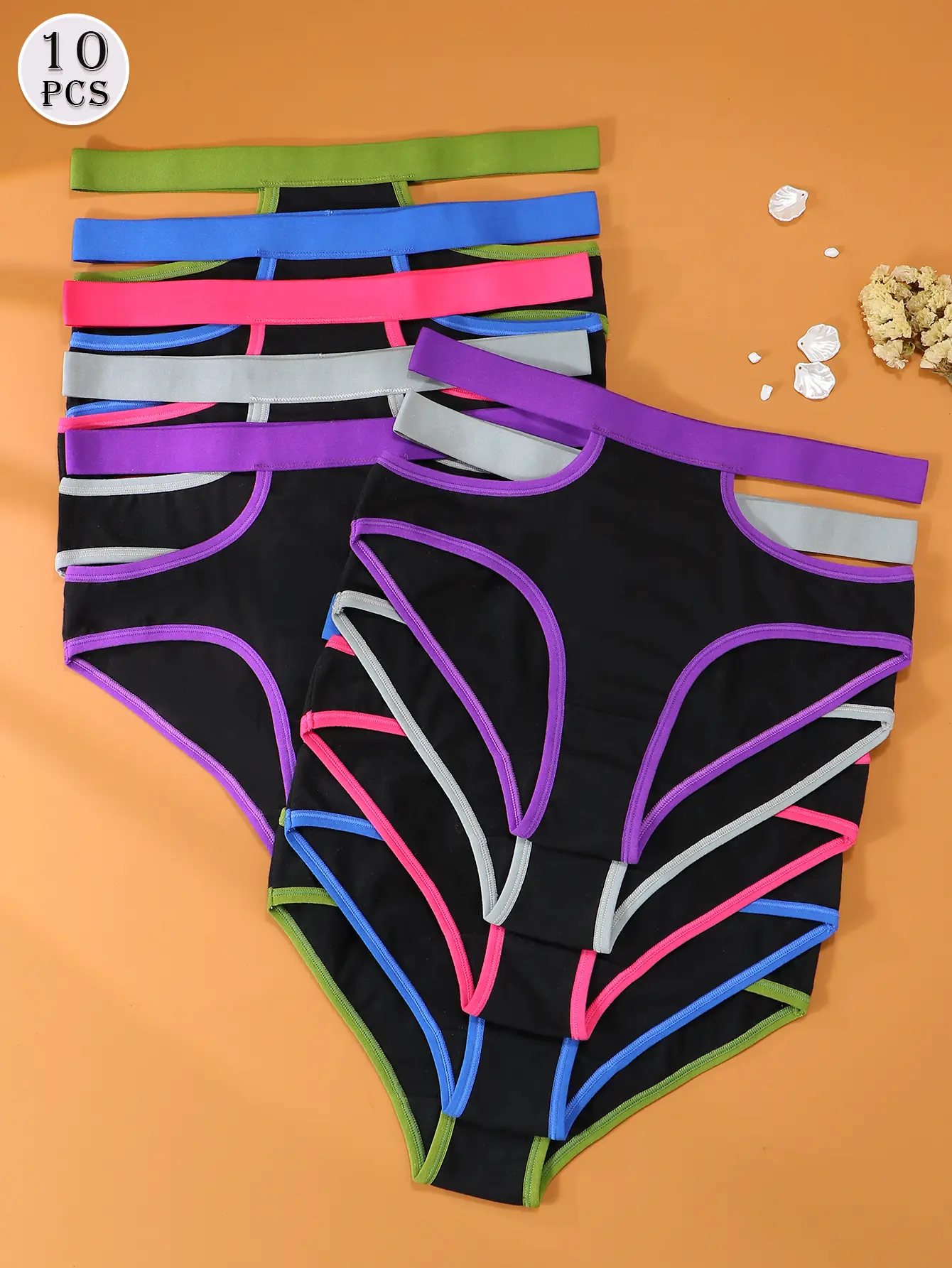 Women's 10-Pack Preppy Basic Minimalist Mixed-Color Pure Cotton Triangle Briefs - Comfortable, Breathable, Deformation-Resistant Panties