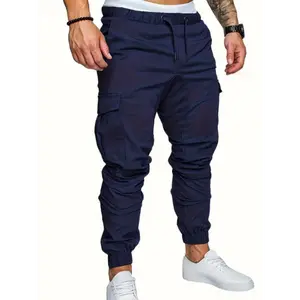 Men'S Cotton Casual Fashion Drawstring Elastic Sweatpants Fabric Menswear