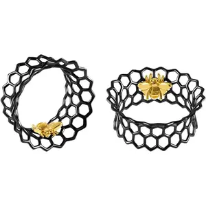 2 count Hollow honeycomb bees  Ear Tunnels Plugs 316L Stainless Steel Ear Expander Stretcher  Ear Gauges   8mm-25mm