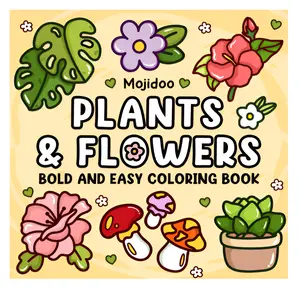 Plants & Flowers Bold and Easy Coloring Book: Simple and Large Print Featuring Nature-Themed Designs, Cozy Coloring Illustrations with Cute Things for Adults