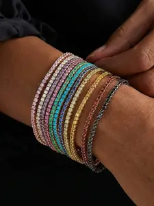 Bohemian Colorful Elastic Rhinestone Bracelet, Multi-Layer Wrap Bangle, Elegant Party Jewelry for Women, Perfect Gift for Girlfriend and Mom, Bangles Bracelets Set