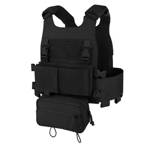 KRYDEX Low Vis Slick Plate Carrier with MK3 Chassis SACK Pouch Mag Inserts & Dummy Plates – Modular Tactical MOLLE Vest with Elastic Cummerbund and Laser Cut Design