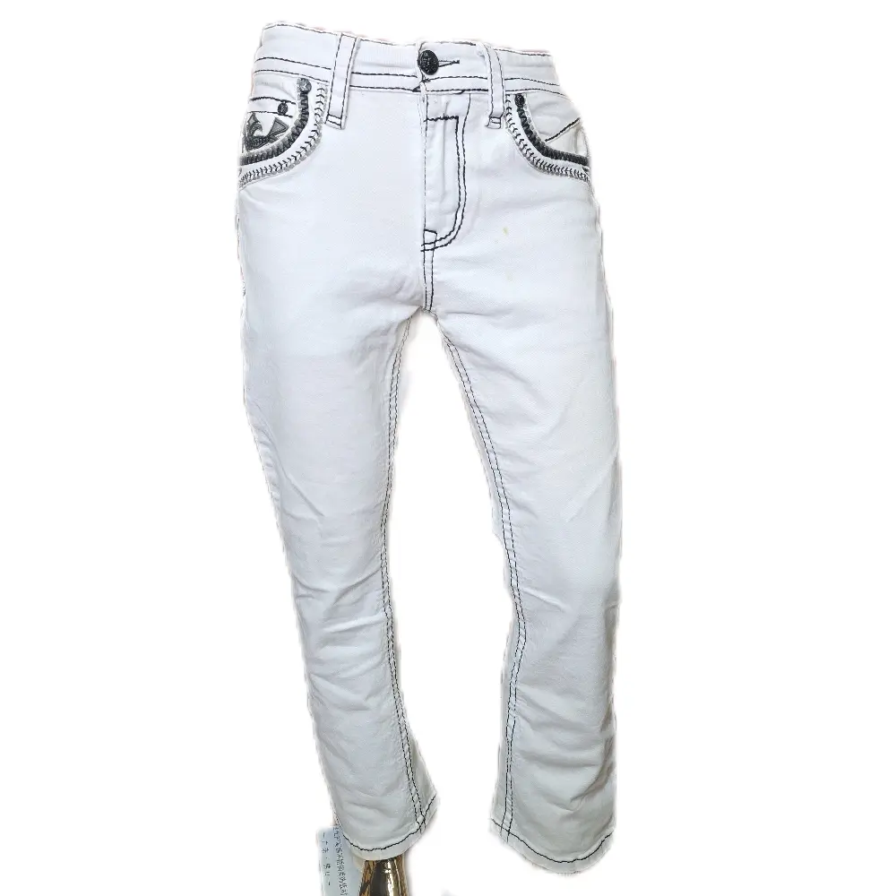 pantalon vaquero blanco bordados stretch para hombre el centenario