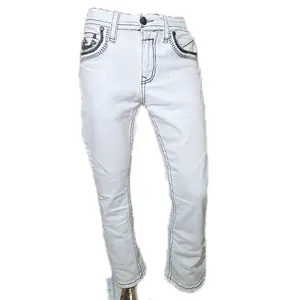 pantalon vaquero blanco bordados stretch para hombre el centenario