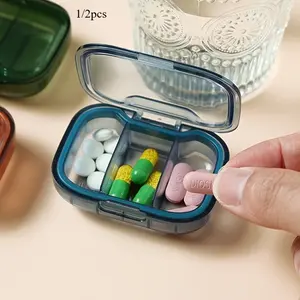1/2pc mini portable pill storage box, 3-compartment pill box, tablet storage container, weekly pill box, dust medicine storage box