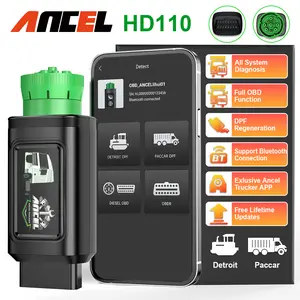 ANCEL HD110 Bluetooth Heavy DutyTruck Scanner with DPF Regen and Reset, Full System HDOBD & OBD2 Diagnostic Tool Diesel Truck Scanner for Detroit Paccar, 2 in 1 Engine Code Reader for Truck & Car, Lifetime Free Update