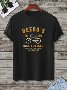 Plus Size Men's Novelty Bike Graphic T-shirt, Comfy Elastic Tees For Summer, Men's Clothing