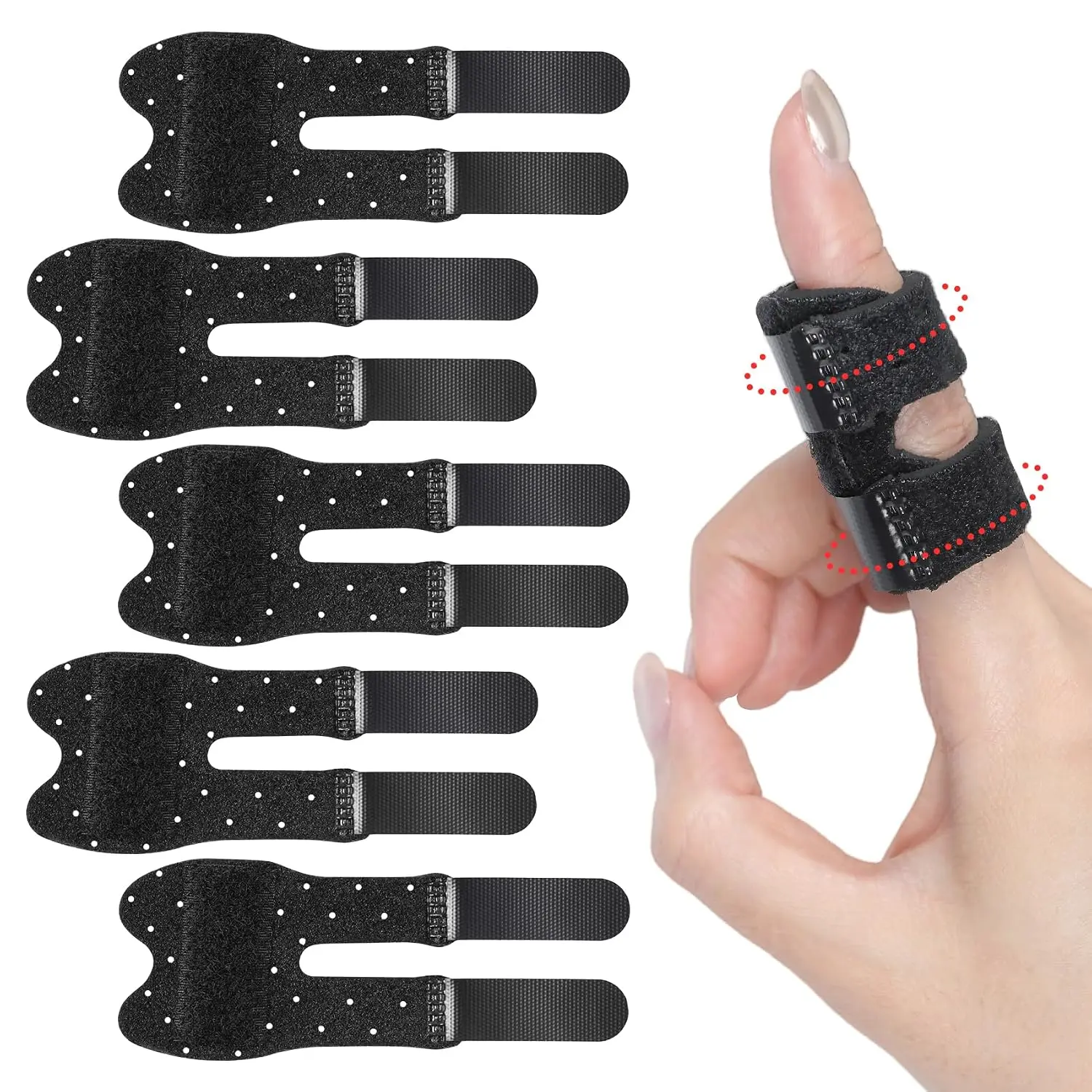5 PCS Aluminum Breathable Trigger Finger Splints Set, Punched Mesh Supportive Healthcare Tool for Thumb Immobilization and Pain Relief
