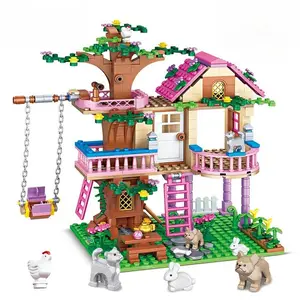 Creative Tree House Design Building Blocks, 1 Box Lovely Forest Tree House Building Blocks Set, DIY Assembly Toy for Girls, Birthday Gift