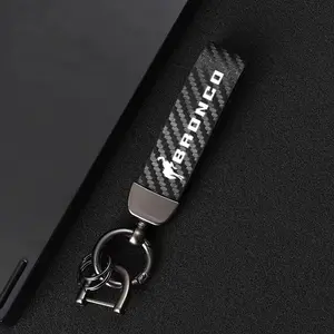 Ford Bronco Carbon Fiber Car Keychain Set, Premium Auto Modification Key Fob with Screwdriver & Rings, Durable Design for Everyday Use