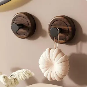 1/4pcs Walnut Wood Suction Cup Hook Strong Vacuum Keys Clothes Hanger Hook Waterproof Kitchen Bathroom Robe Towel organizer Hook